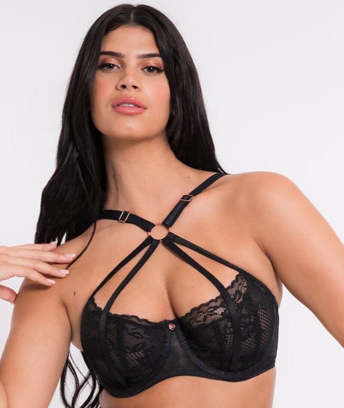 Scantilly Centrepiece Half Cup Bra - Black Bras