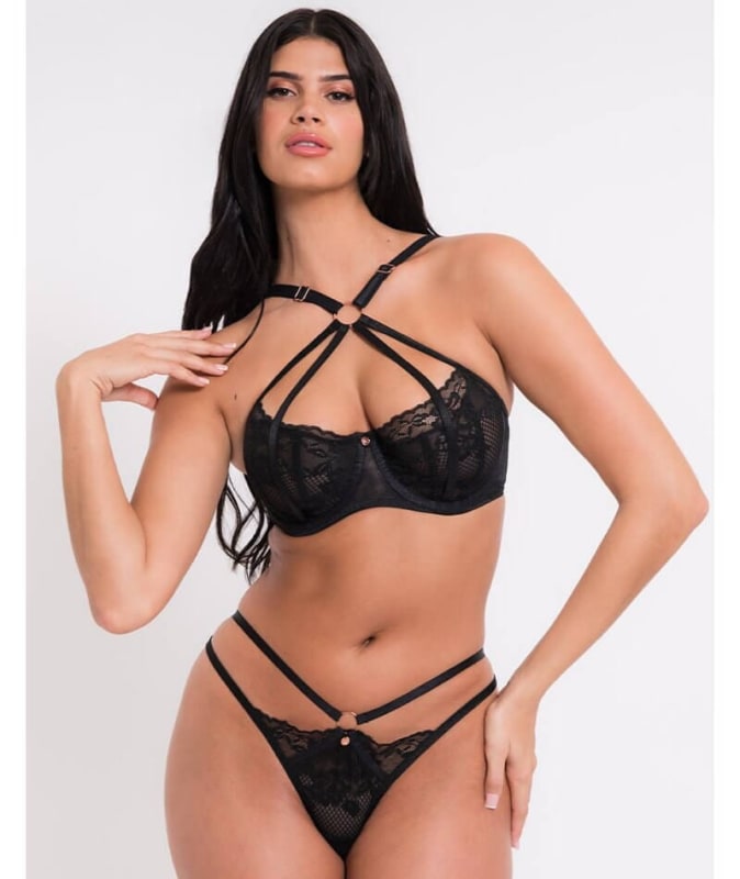 Scantilly Centrepiece Half Cup Bra - Black Bras