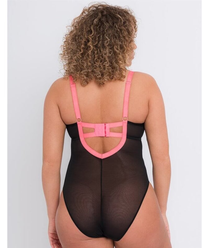 Scantilly Elementary Plunge Bodysuit - Black/Pink Bodysuits & Basques