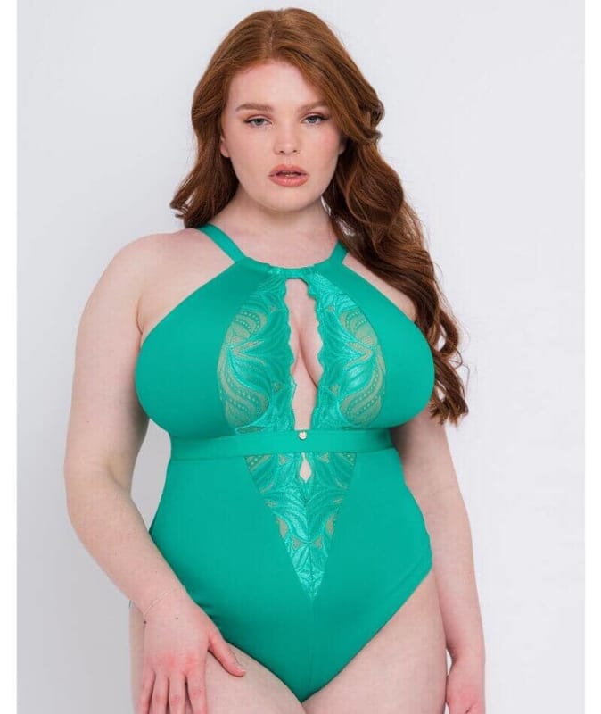 Scantilly Indulgence Stretch Lace Bodysuit - Jade Green Bodysuits & Basques