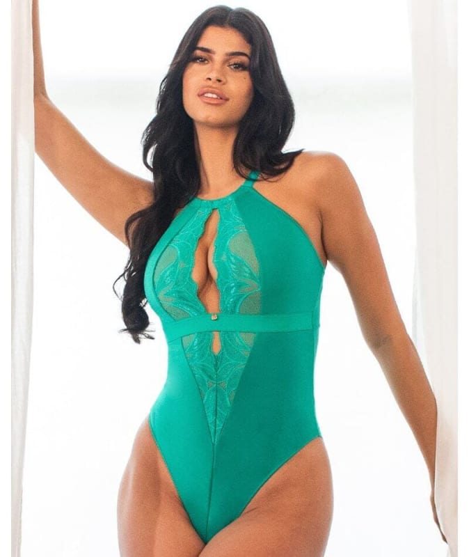 Scantilly Indulgence Stretch Lace Bodysuit - Jade Green Bodysuits & Basques 