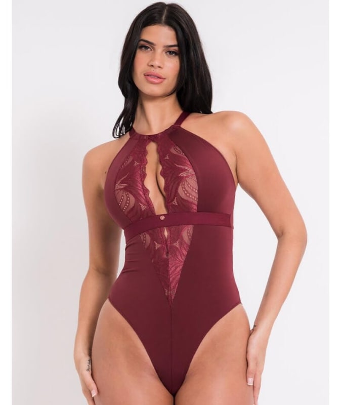 Scantilly Indulgence Stretch Lace Bodysuit - Oxblood Red Bodysuits & Basques 