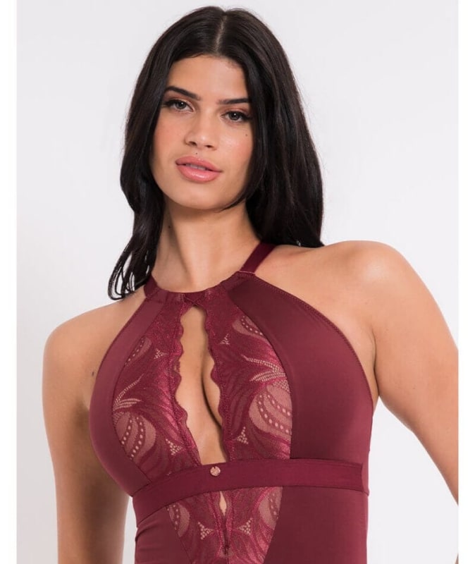Scantilly Indulgence Stretch Lace Bodysuit - Oxblood Red Bodysuits & Basques 