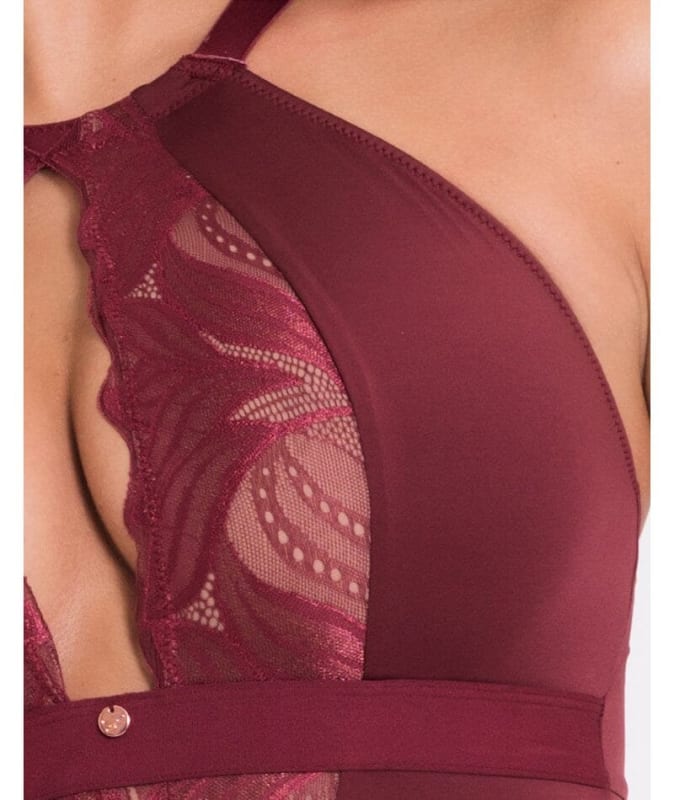 Scantilly Indulgence Stretch Lace Bodysuit - Oxblood Red Bodysuits & Basques 