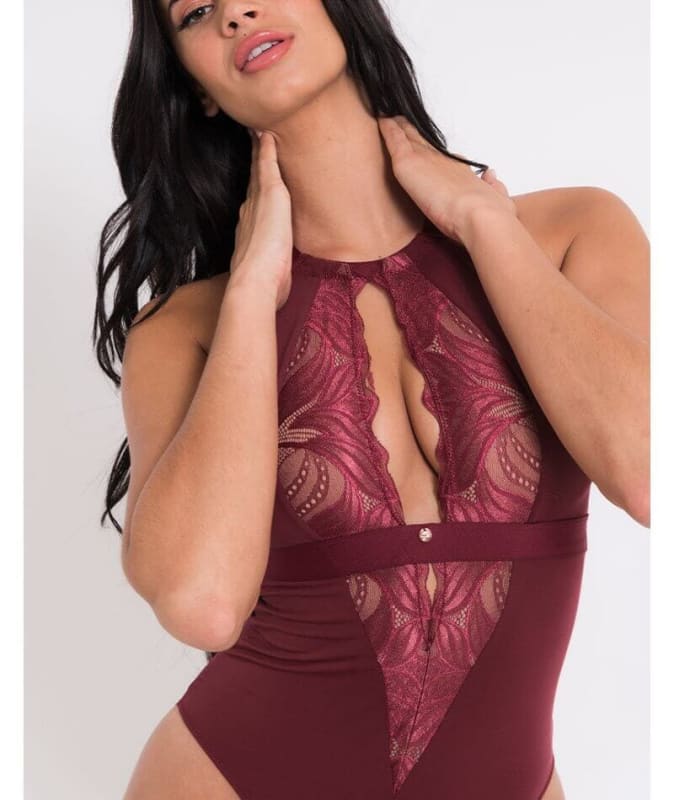 Scantilly Indulgence Stretch Lace Bodysuit - Oxblood Red Bodysuits & Basques 
