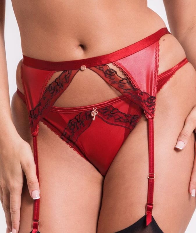 Scantilly Key to My Heart Suspender Belt - Rouge Knickers