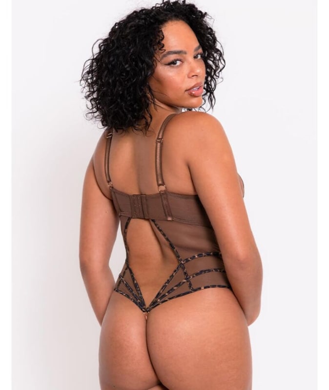 Scantilly Senses Plunge Bodysuit - Leopard Brown Bodysuit