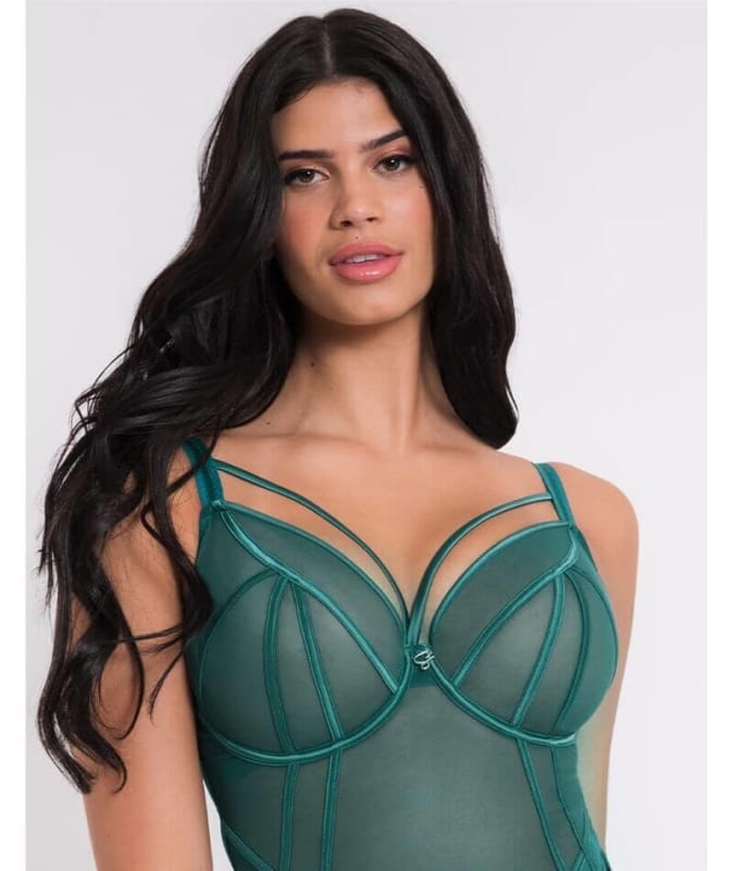 Scantilly Senses Plunge Bodysuit - Verdigris Green Bodysuits & Basques