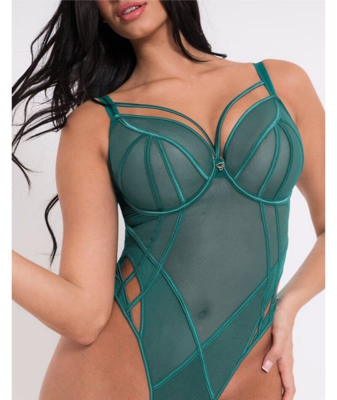 Scantilly Senses Plunge Bodysuit - Verdigris Green Bodysuits & Basques