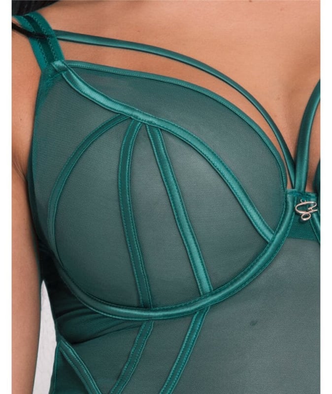 Scantilly Senses Plunge Bodysuit - Verdigris Green Bodysuits & Basques