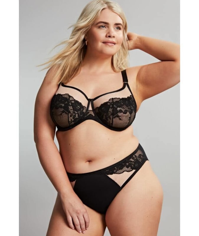 Sculptresse Josephine High Leg Brief - Black/Latte Knickers 