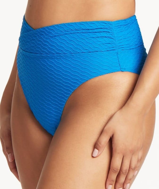 Sea Level Honeycomb Wrap High Waisted Brief - Capri Swim