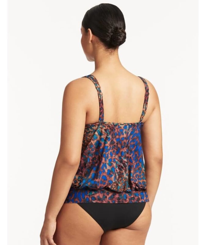 Sea Level Hunter Blouson Tank Singlet Top - Blue Swim