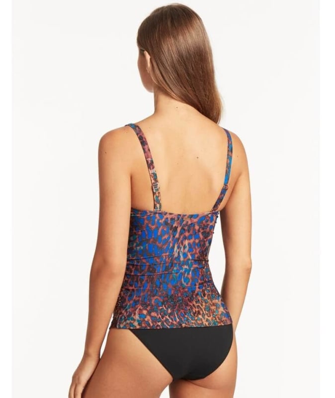 Sea Level Hunter Cross Front A-DD Cup Singlet Top - Blue Swim