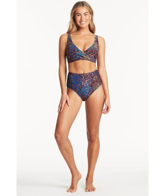 Sea Level Hunter Cross Front Multifit Bikini Top - Blue Swim 