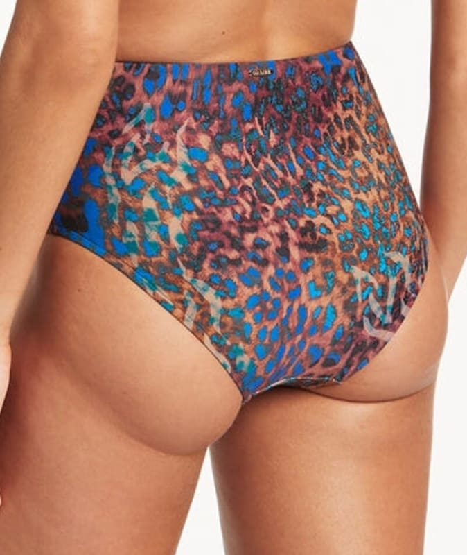 Sea Level Hunter Gathered Side High Waist Bikini Brief - Blue Swim