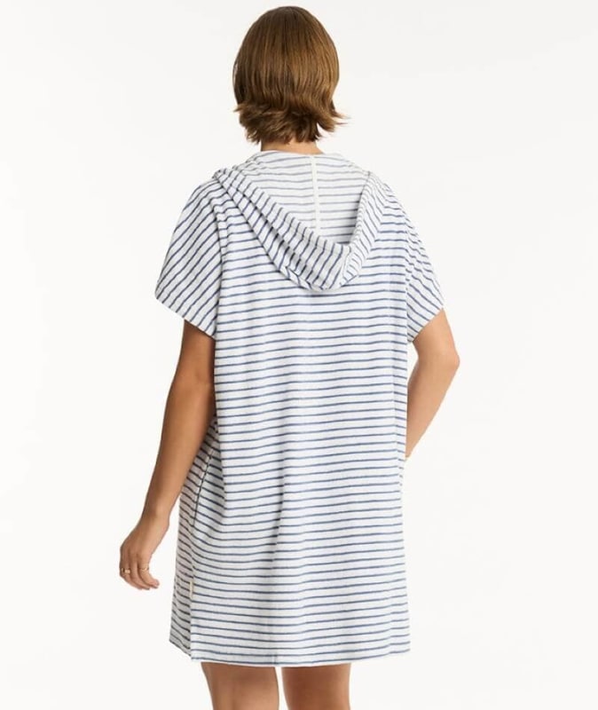 Sea Level Overswim Surf Poncho - Denim Stripe Swim