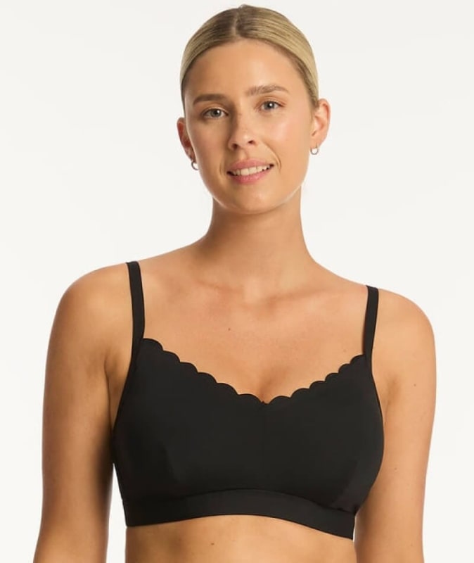 Sea Level Scallop DD-E Cup Bralette - Black Swimwear 