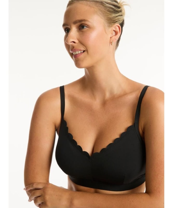 Sea Level Scallop DD-E Cup Bralette - Black Swimwear 