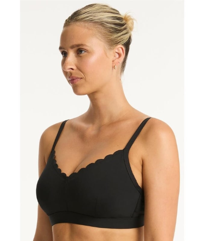 Sea Level Scallop DD-E Cup Bralette - Black Swimwear