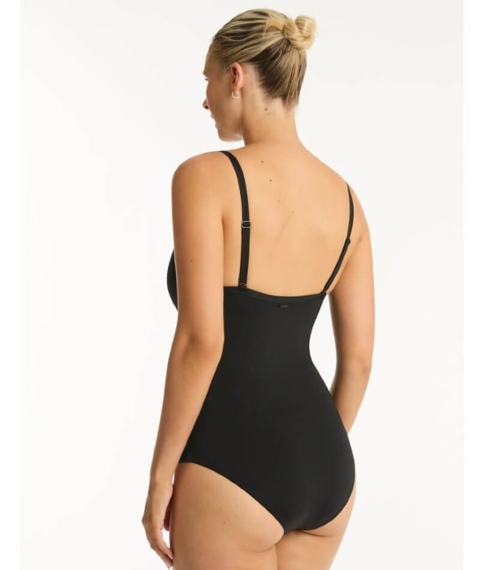Sea Level Scallop DD-E Cup One Piece Bralette - Black Swimwear 