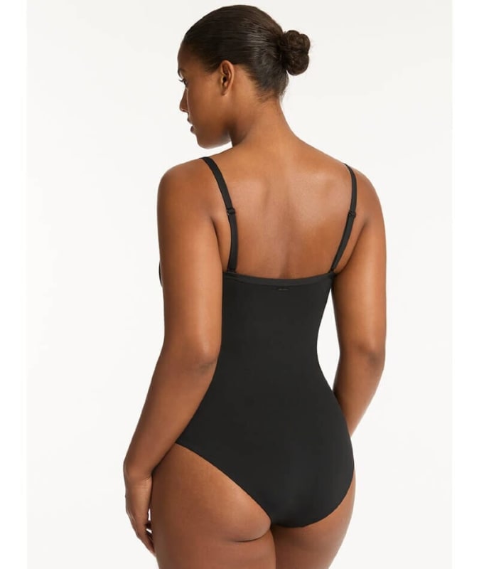 Sea Level Scallop DD-E Cup One Piece Bralette - Black Swimwear 