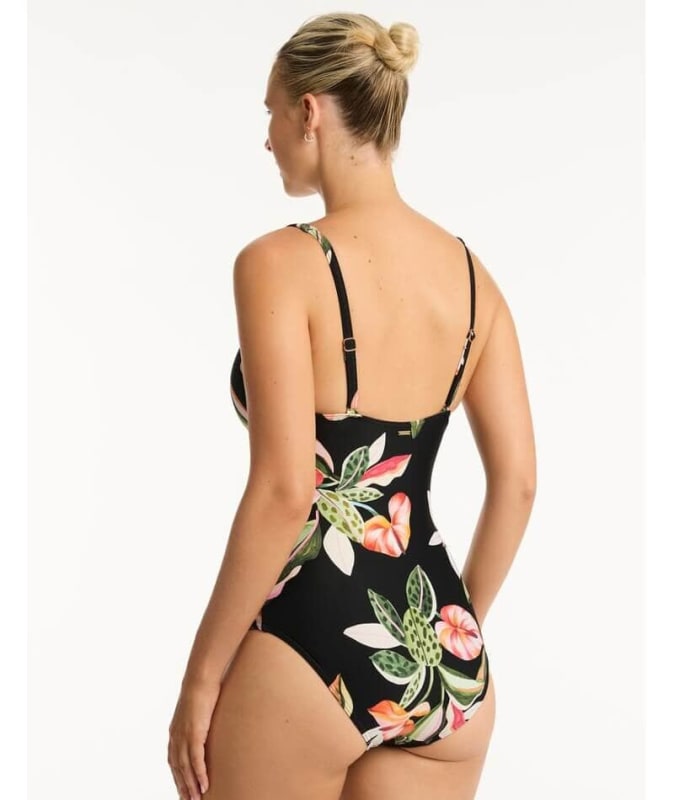 Sea Level Sundown Cross Front A-DD Cup One Piece Swimsuit - Black Swim