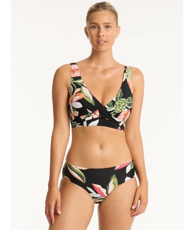 Sea Level Sundown Cross Front A-DD Cup Bikini Top - Black Swim 