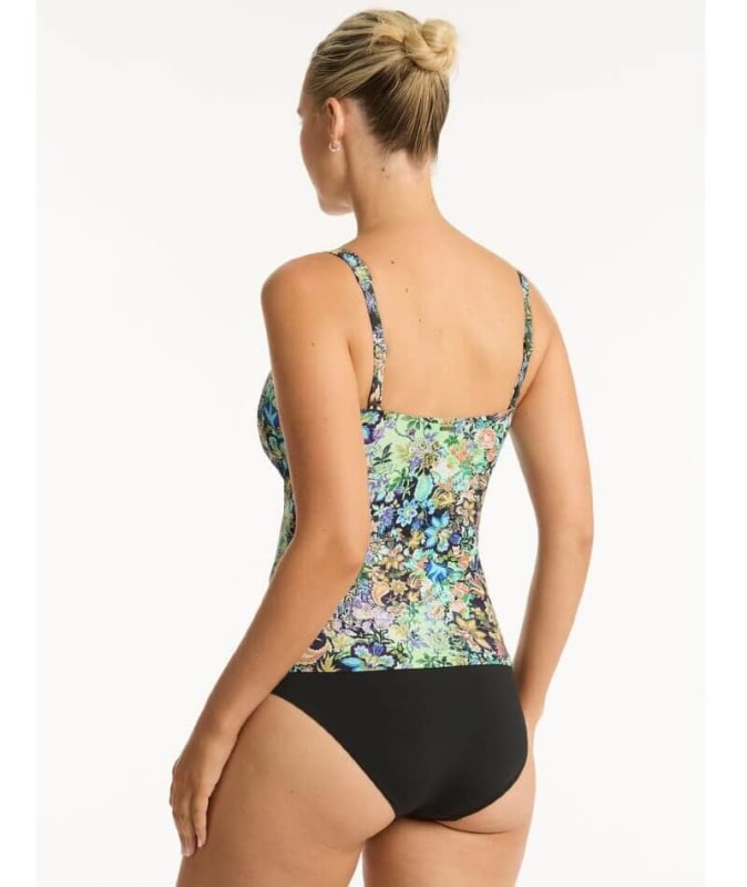 Sea Level Wildflower Twist Front A-DD Cup Singlet Top - Sea Swimwear
