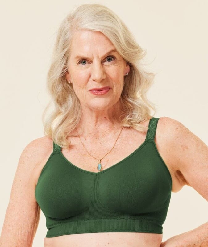 Sugar Candy Fuller Bust Seamless F-Hh Cup Wire-Free Lounge Bra - Forest Green Bras