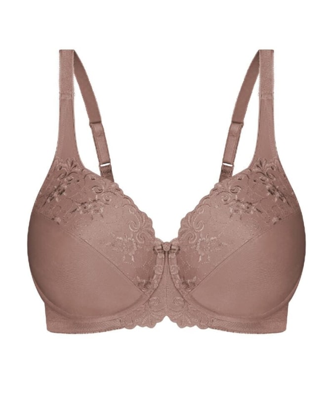 Triumph Embroidered Minimizer Bra - Chocolate Mouse Bras