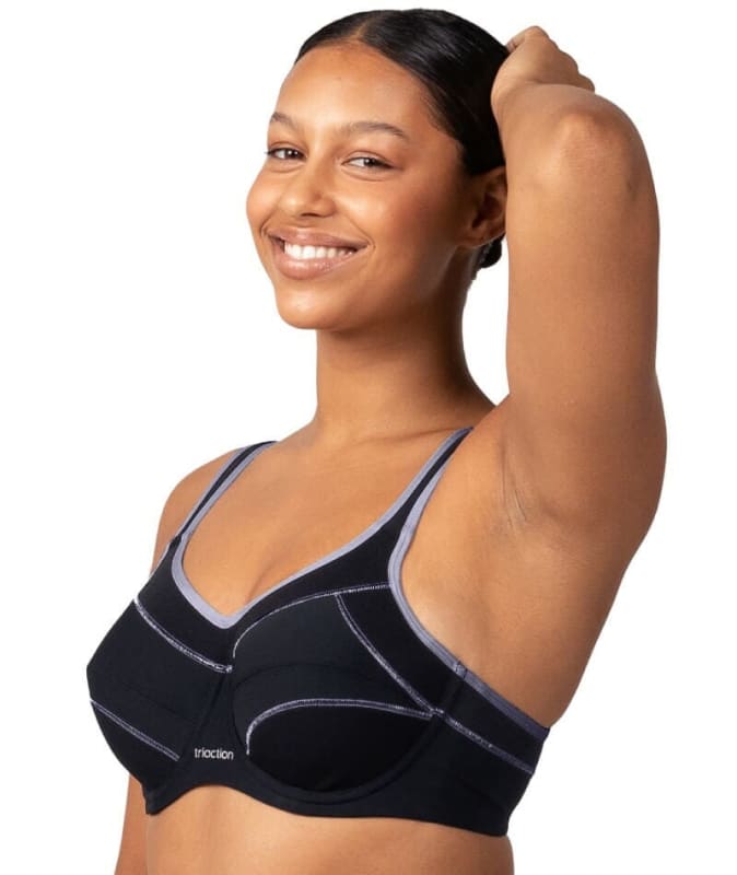 Triumph Triaction Performance Sports Bra - Black / Silver Bras