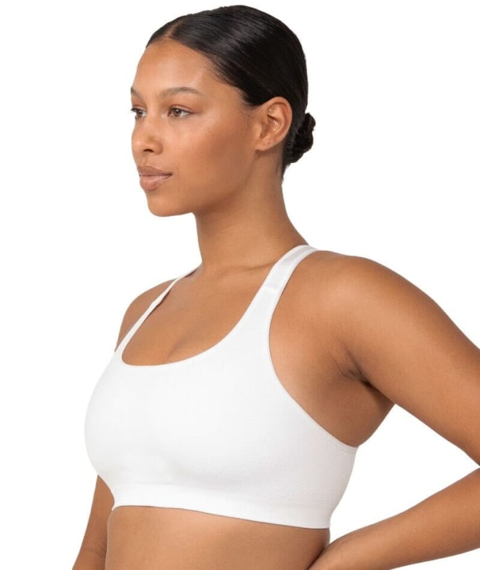 Triumph Triaction Seamfree Wire-free Crop Top Bra - White Bras 