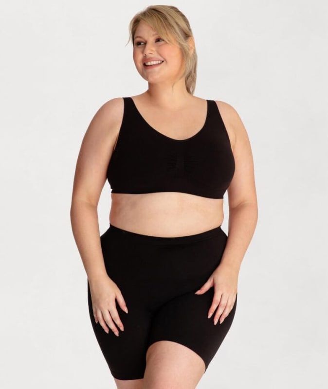 Underbliss Seamless Bamboo Blend Anti-Chafing Shorts - Black Shapewear