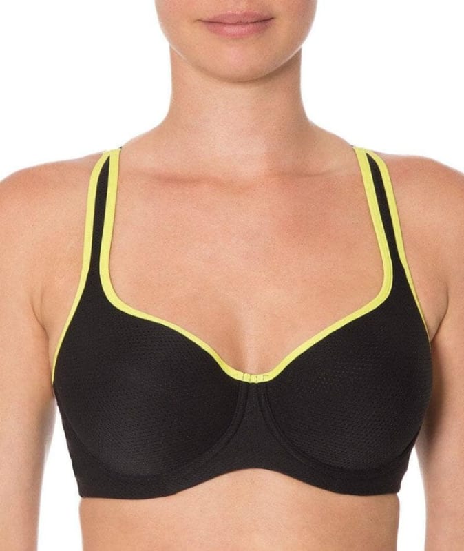 Triumph Triaction Racerback Sports Bra - Black/Green Bras 10A