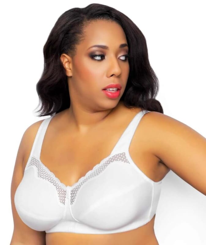 Exquisite Form Fully Cotton Soft Cup Bra With Lace - White Bras