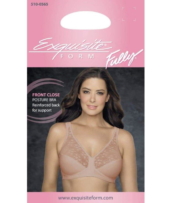 Exquisite Form Fully Front Close Posture Bra With Lace - Beige Bras