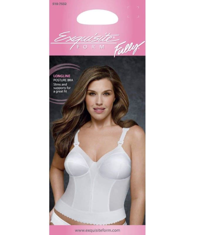 Exquisite Form Fully Back Close Longline Bra - White Bras 