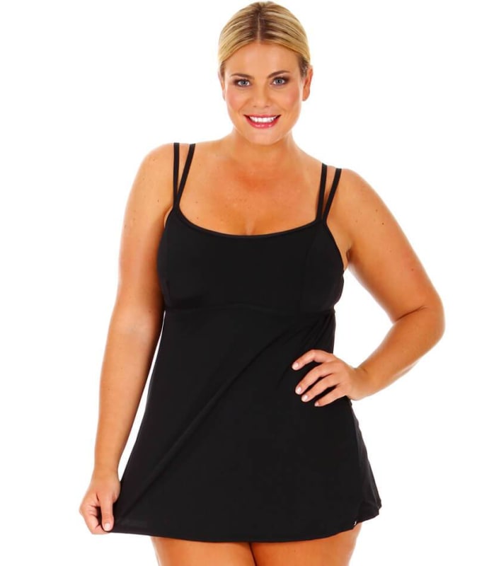 Capriosca Chlorine Resistant Swim Dress - Black Swim 
