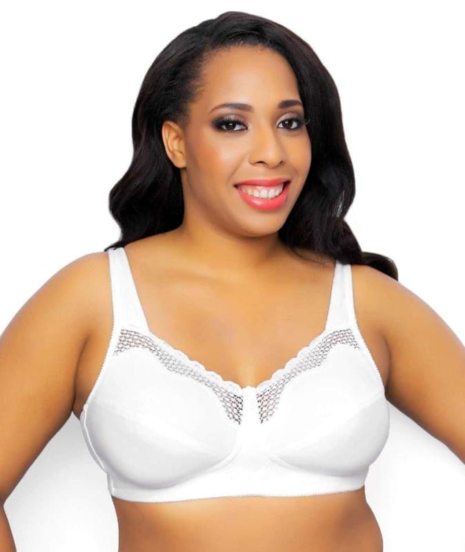 Exquisite Form Fully Cotton Soft Cup Bra With Lace - White Bras