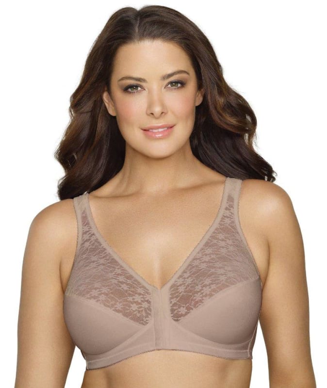 Exquisite Form Fully Front Close Posture Bra With Lace - Walnut Bras