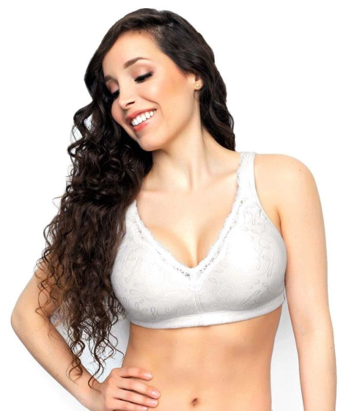 Exquisite Form Fully Comfort Lining Bra With Jacquard Lace - White Bras