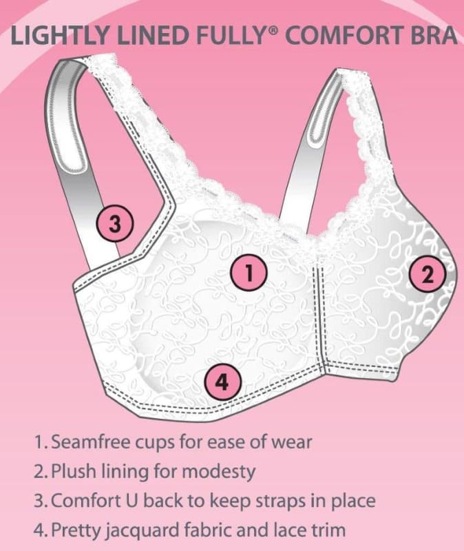 Exquisite Form Fully Comfort Lining Bra With Jacquard Lace - White Bras 