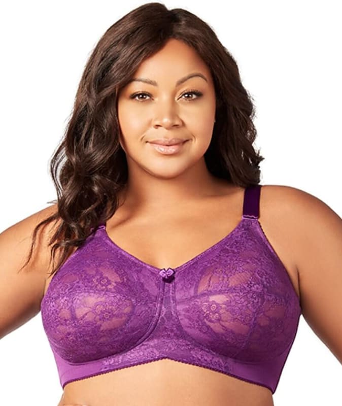 Elila Embroidered Lace Non-Underwired Bra - Aubergine Bras 14C Aubergine