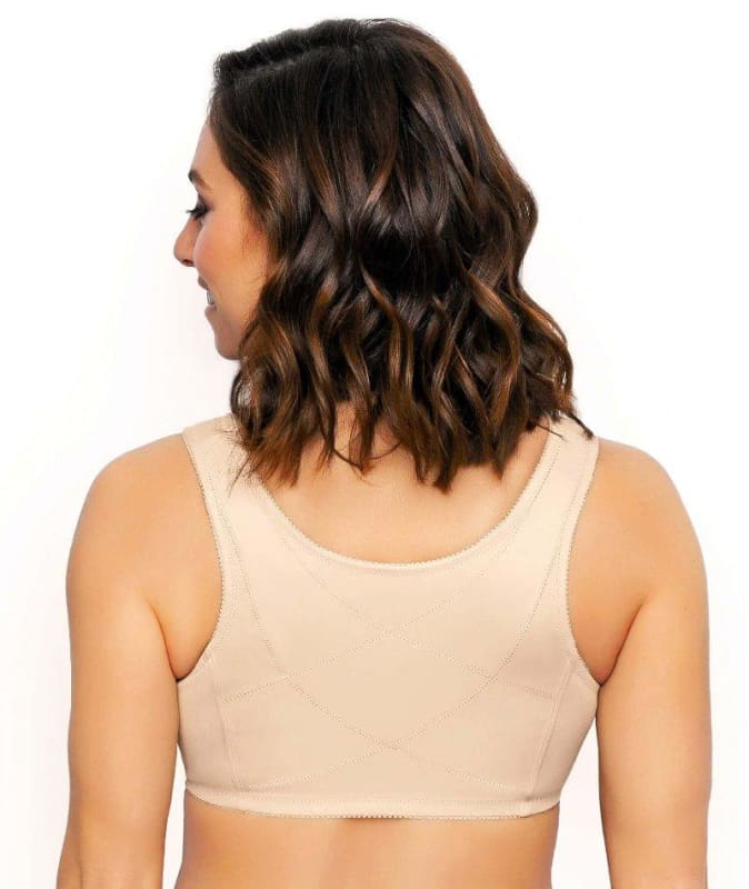 Exquisite Form Fully Front Close Cotton Posture Bra With Lace - Nude Bras