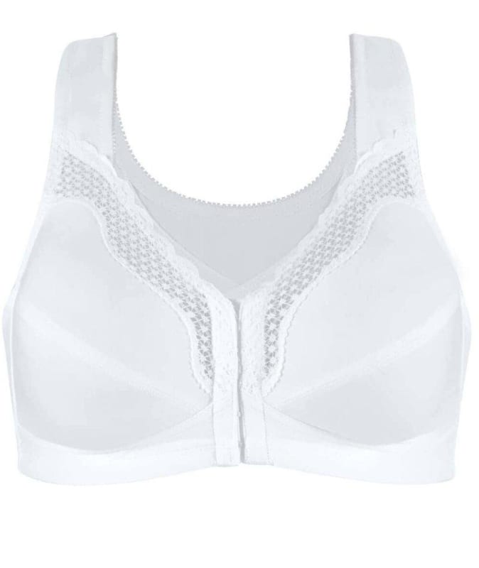 Exquisite Form Fully Front Close Cotton Posture Bra With Lace - White Bras