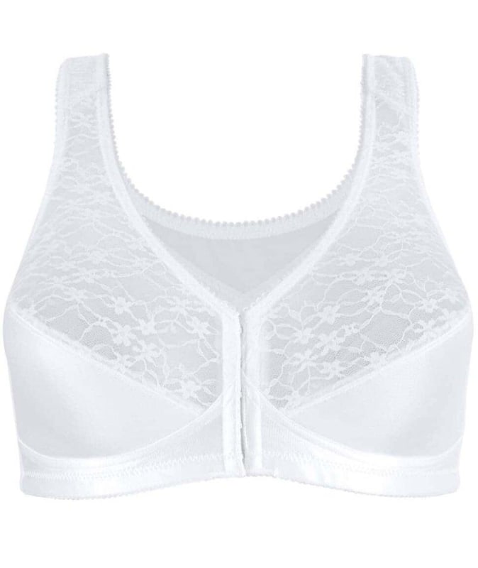 Exquisite Form Fully Front Close Posture Bra With Lace - White Bras