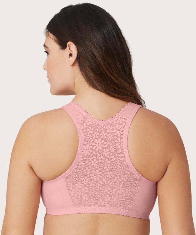 Glamorise Front-Close Cotton T-Back Comfort Bra - Pink Blush Bras