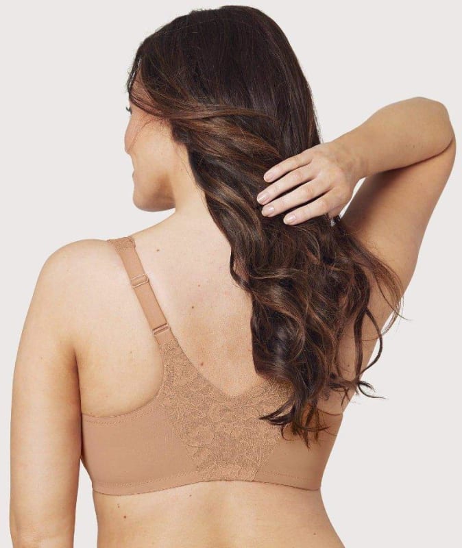 Glamorise Front-Close Lacey WonderWire Bra - Cappuccino Bras