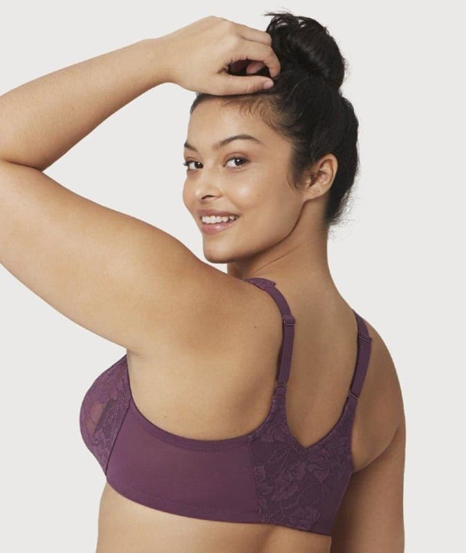 Glamorise Front-Close Lacey WonderWire Bra - Plum Bras